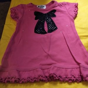 KOTA Couture pink dress w/sequin bow 12mos